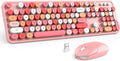 Wireless Keyboard and Mouse Combo - Colorful Retro Round Keys
