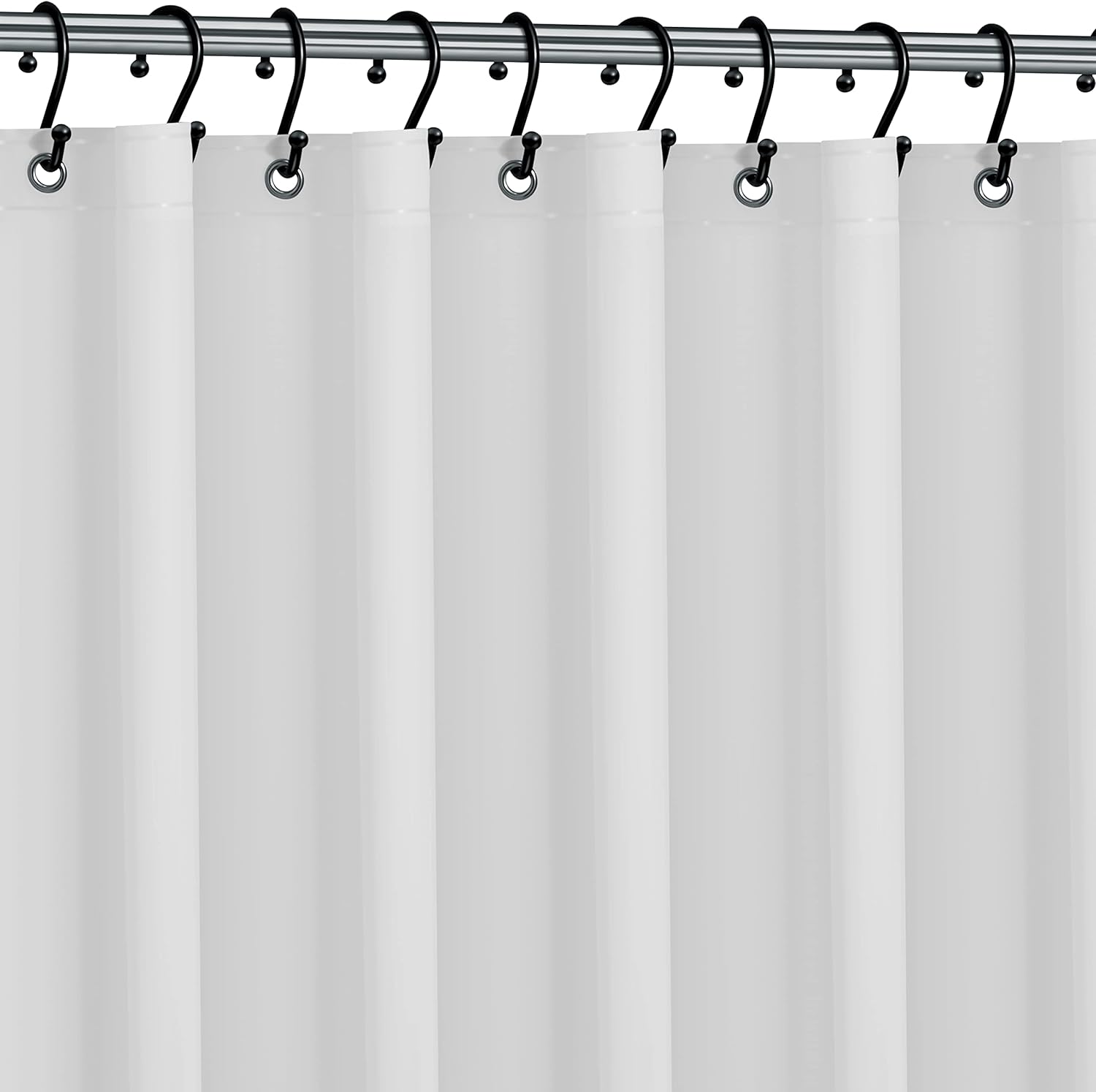 Moisture-Stain Proof 72x72 White Shower Curtain - Rust Proof Grommets, Magnet Weighted