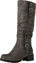 Women's Chunky Low Heel Knee High Boots - Comfortable All-Day Wear
