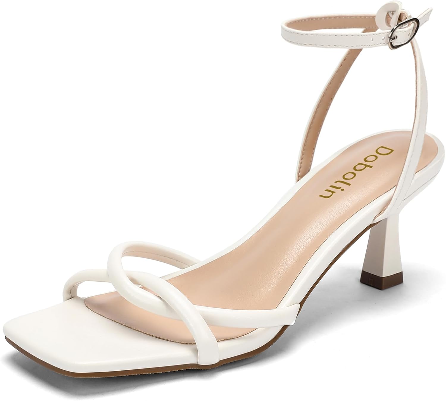 Wide Width Womens Sandals with Square Open Toe and Kitten Heels
