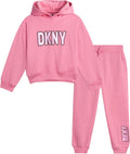 DKNY Baby Girls' Jogger Set - Cozy 2-Piece Fleece Hoodie & Pants