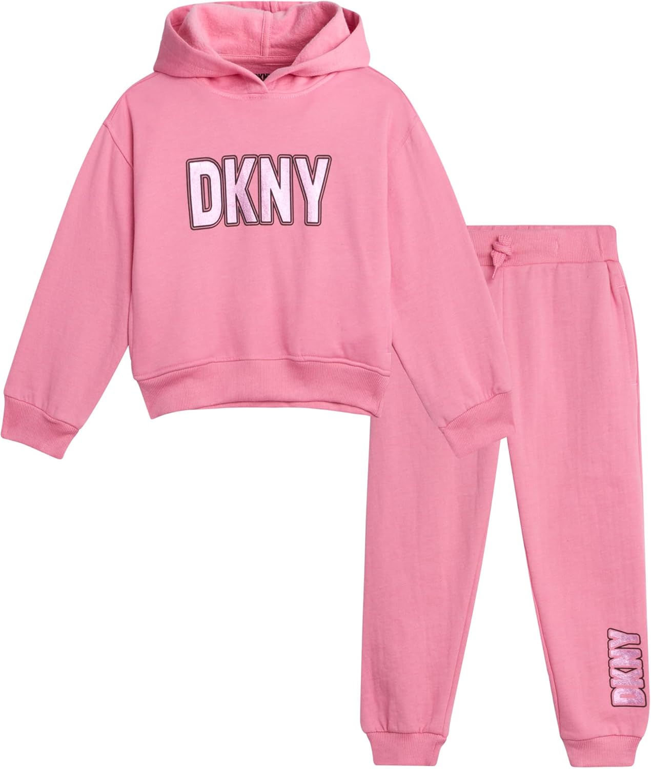 DKNY Baby Girls' Fleece Jogger Set - Cozy 2-Piece Outfit