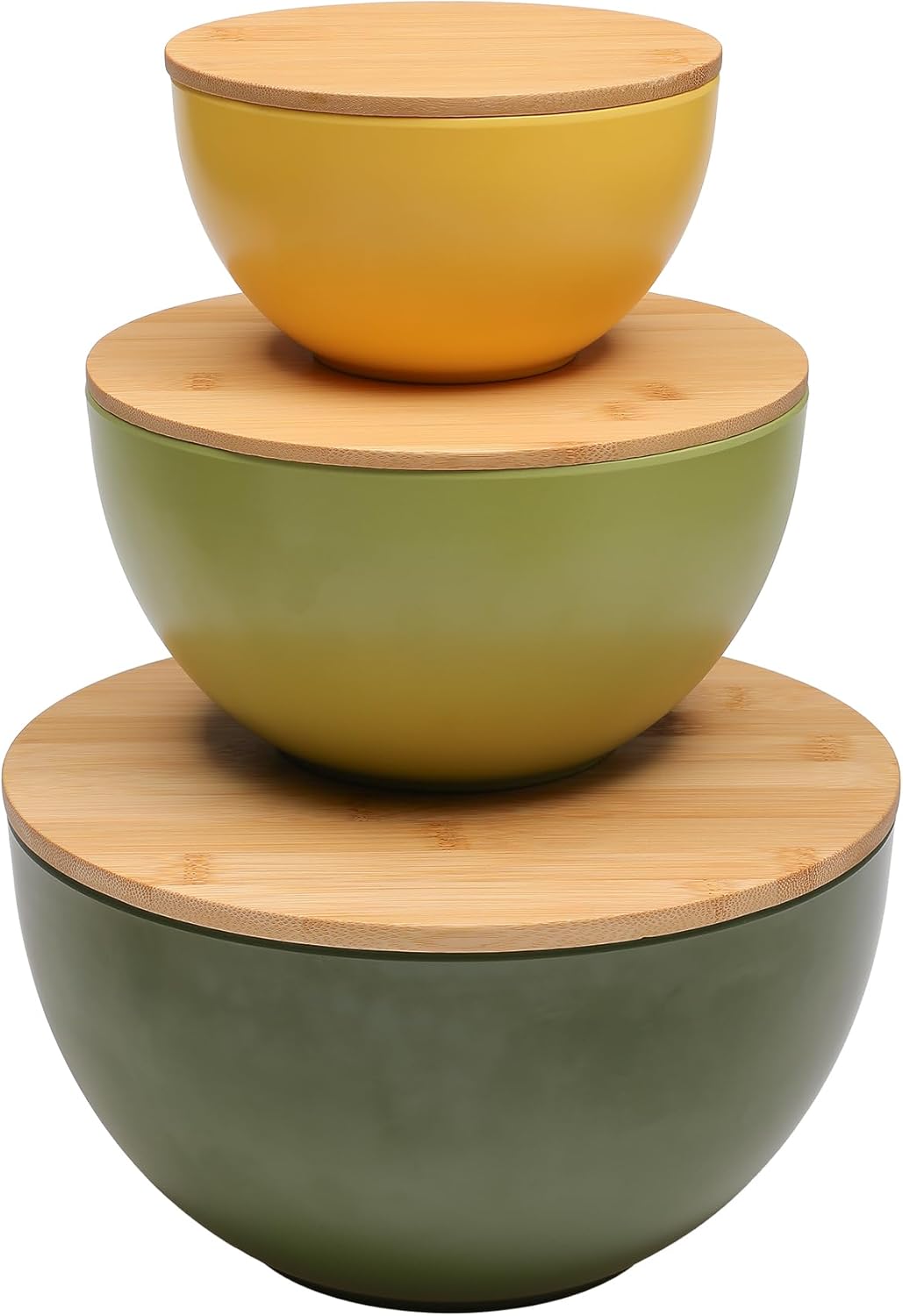 Salad Bowl Set of 3 with Bamboo Lids for Eco-Friendly Dining
