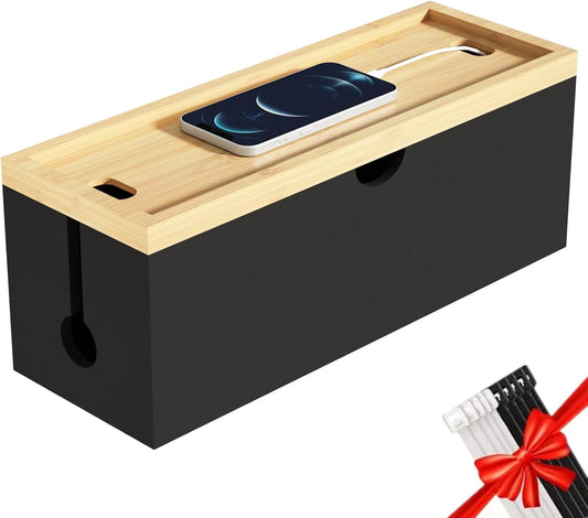 HoVoit Bamboo Cable Box: Hide Wires Stylishly!