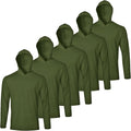 Men's 5 Pack Long Sleeve Hooded Athletic T-Shirts for Active Wear