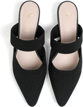 Semwiss Pointed Toe Mules for Women - Breathable Chunky Low Heels