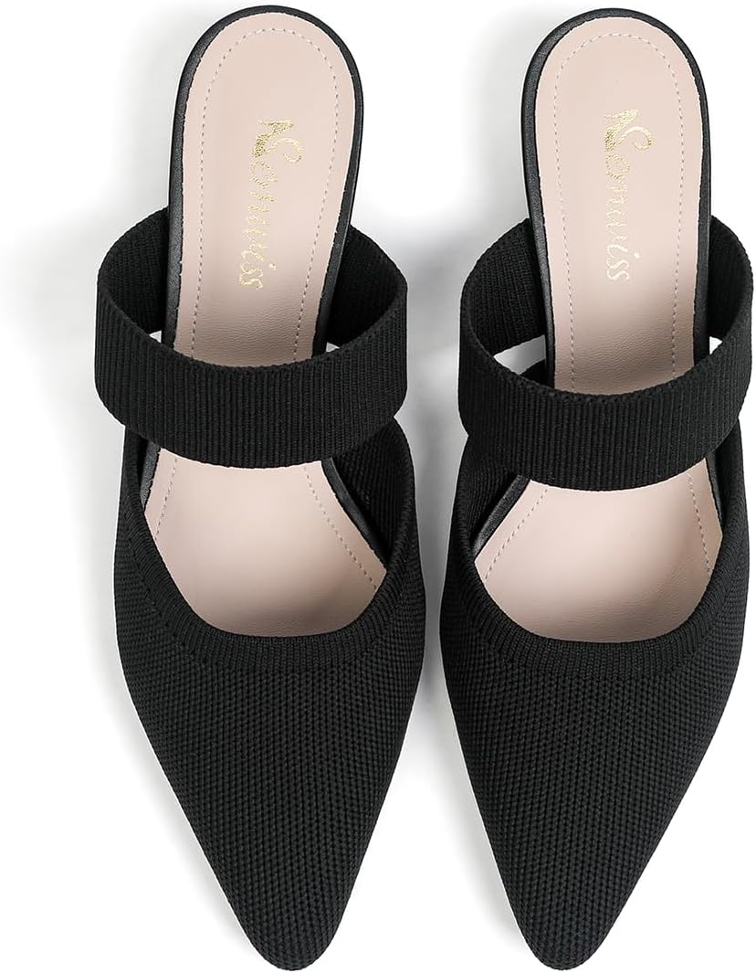 Semwiss Pointed Toe Mules for Women - Stylish Chunky Sandals