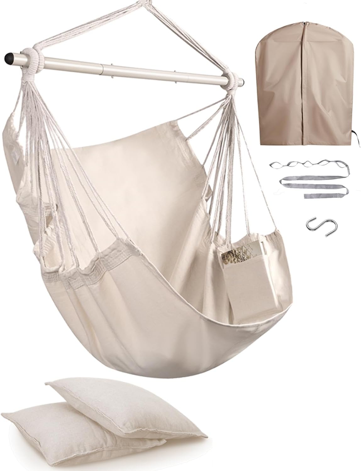 Miztli Hammock Chair with Cover and Cushions for Comfort