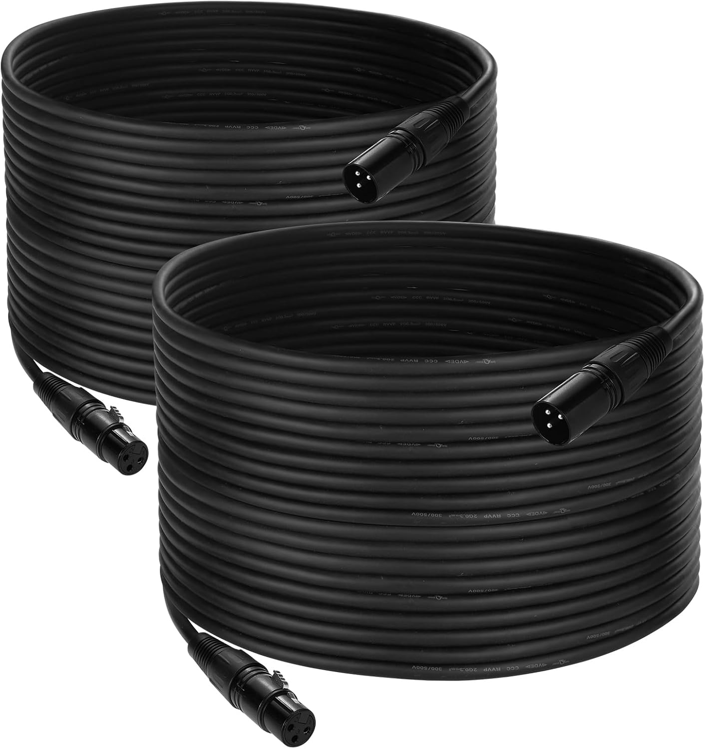 DMX Cable 50 ft, 2 Pack XLR Male to Female Stage Lighting Cables