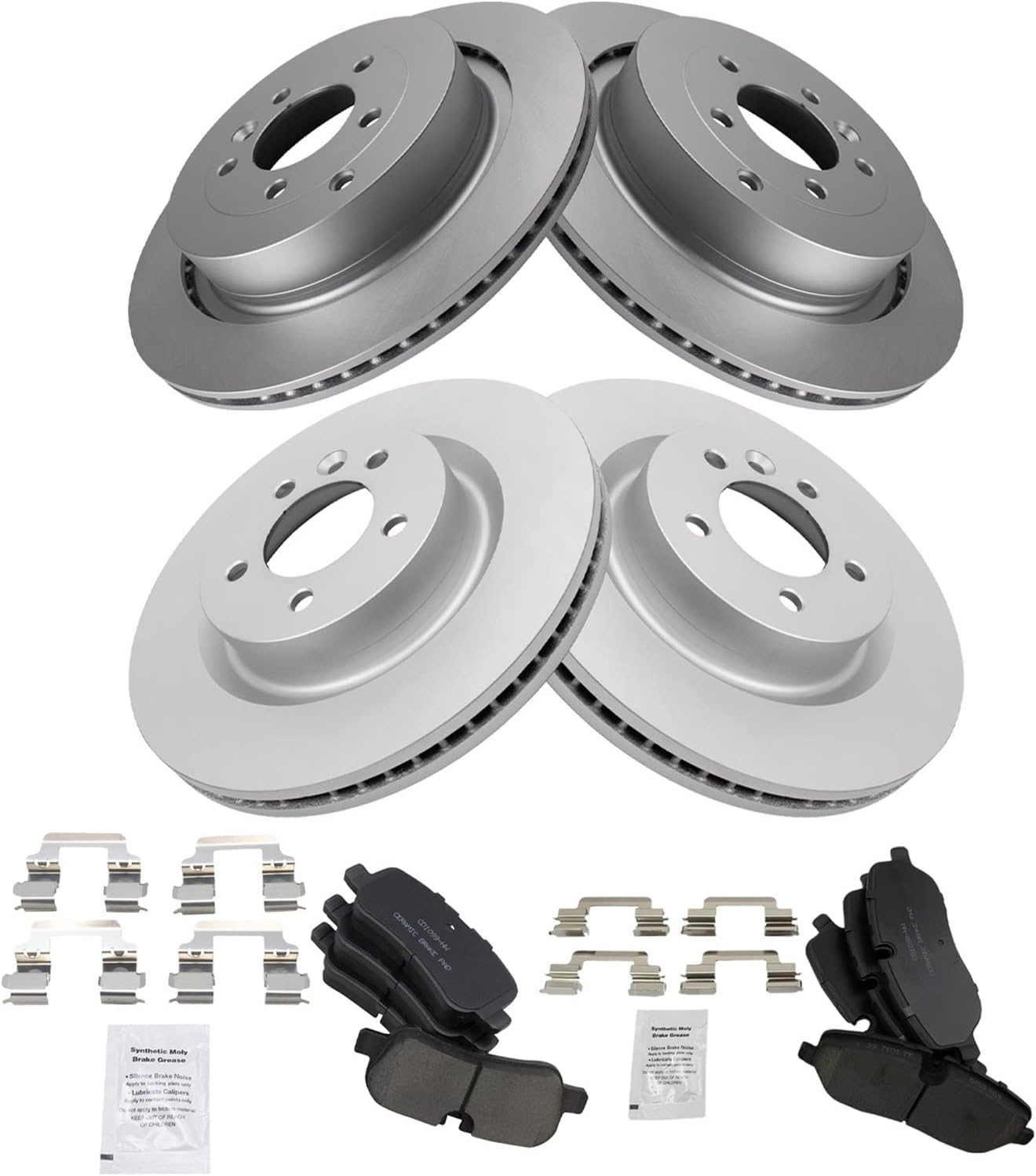 TRQ Front and Rear Brake Pad & Rotor Kit for Land Rover LR3