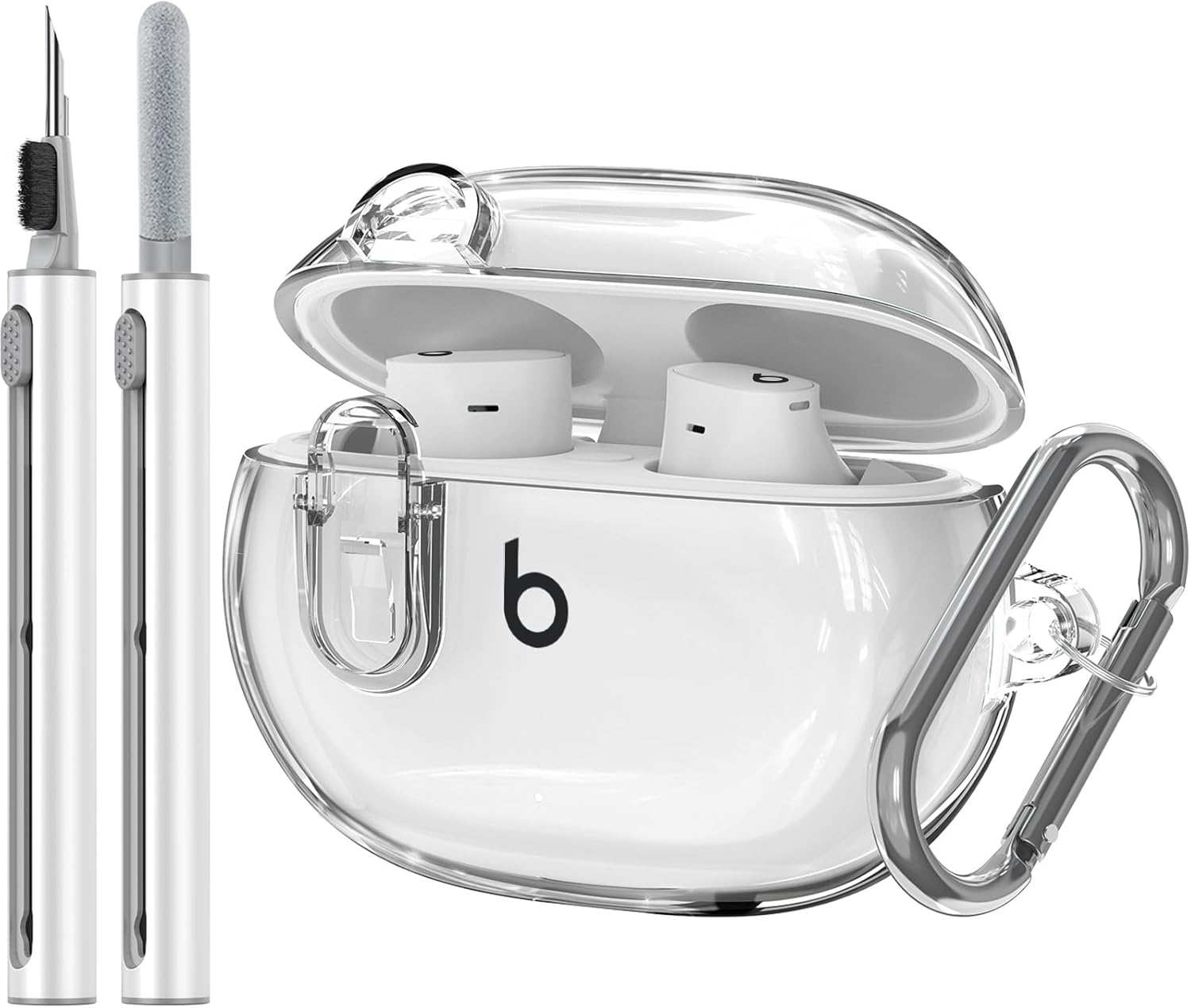 Clear Protective Case for Beats Studio Buds + - Lock Clip & Cleaner Kit