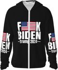 Fuck Biden American Flag Trump 2024 Sun Protection Hoodie - UPF 50
