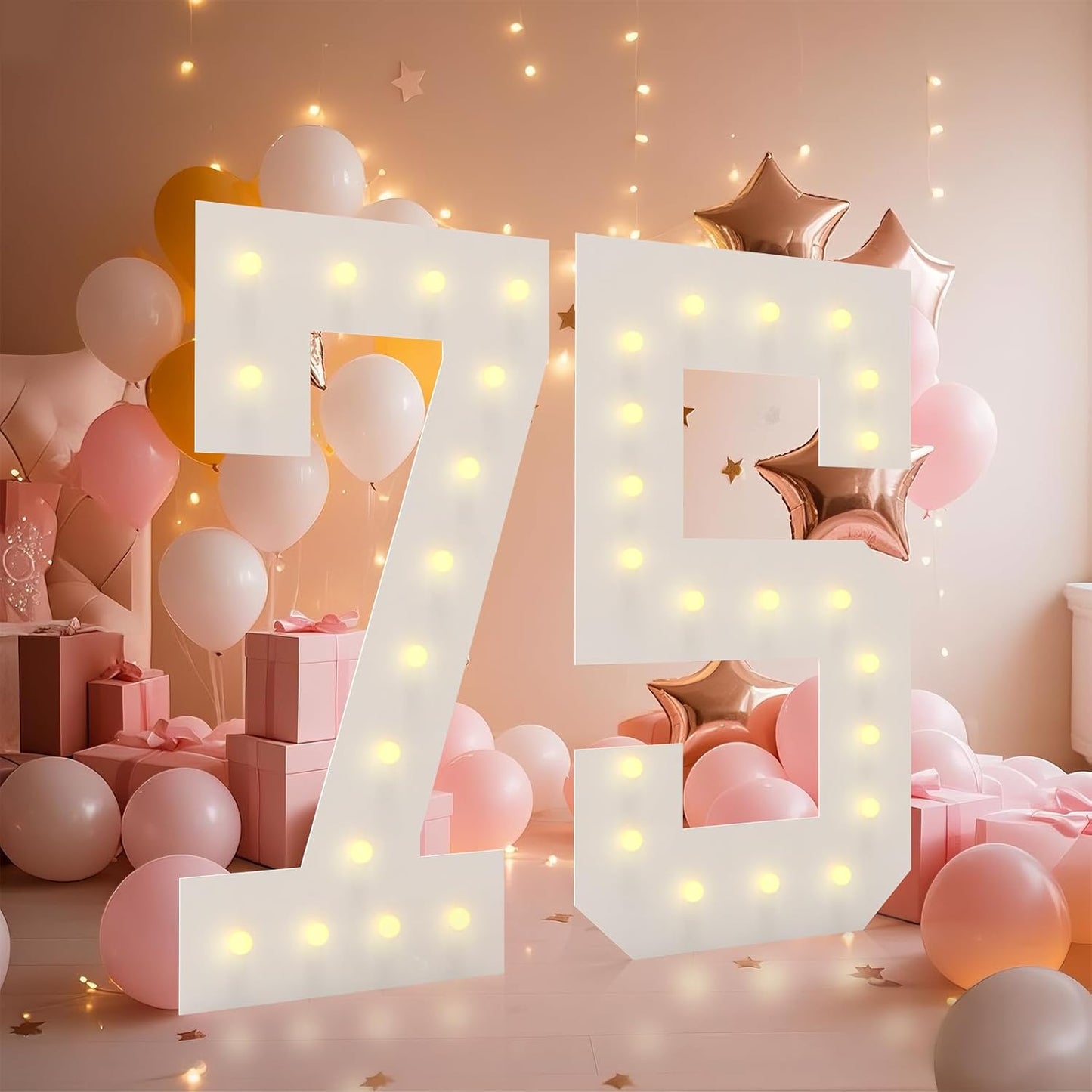 LOBOOM 4FT Light Up Numbers for 75th Birthday Party Decor