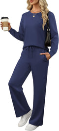 ANRABESS Women's 2 Piece Lounge Set Wide Leg Tracksuit - Cozy Travel
