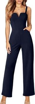 Women's Casual Sleeveless Jumpsuit Wide Leg Romper - Dressy
