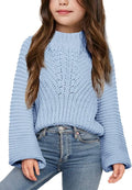 Imily Bela Girls Sweaters Casual Bell Sleeve Knit Pullover Tops