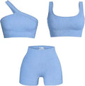 Workout Sets for Women 2 Piece Seamless One Shoulder Bra & Shorts