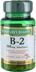 Nature's Bounty Vitamin B-2 100 mg Coated Tablets - Energy & Eye