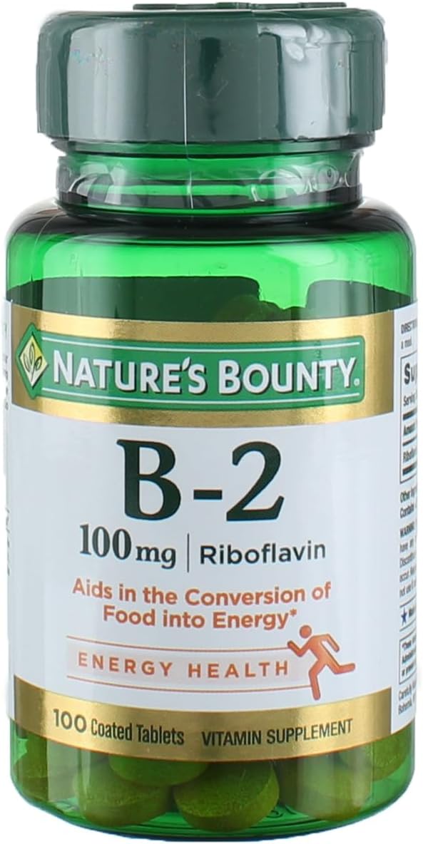 Nature's Bounty Vitamin B-2 100 mg Tablets for Energy Boost