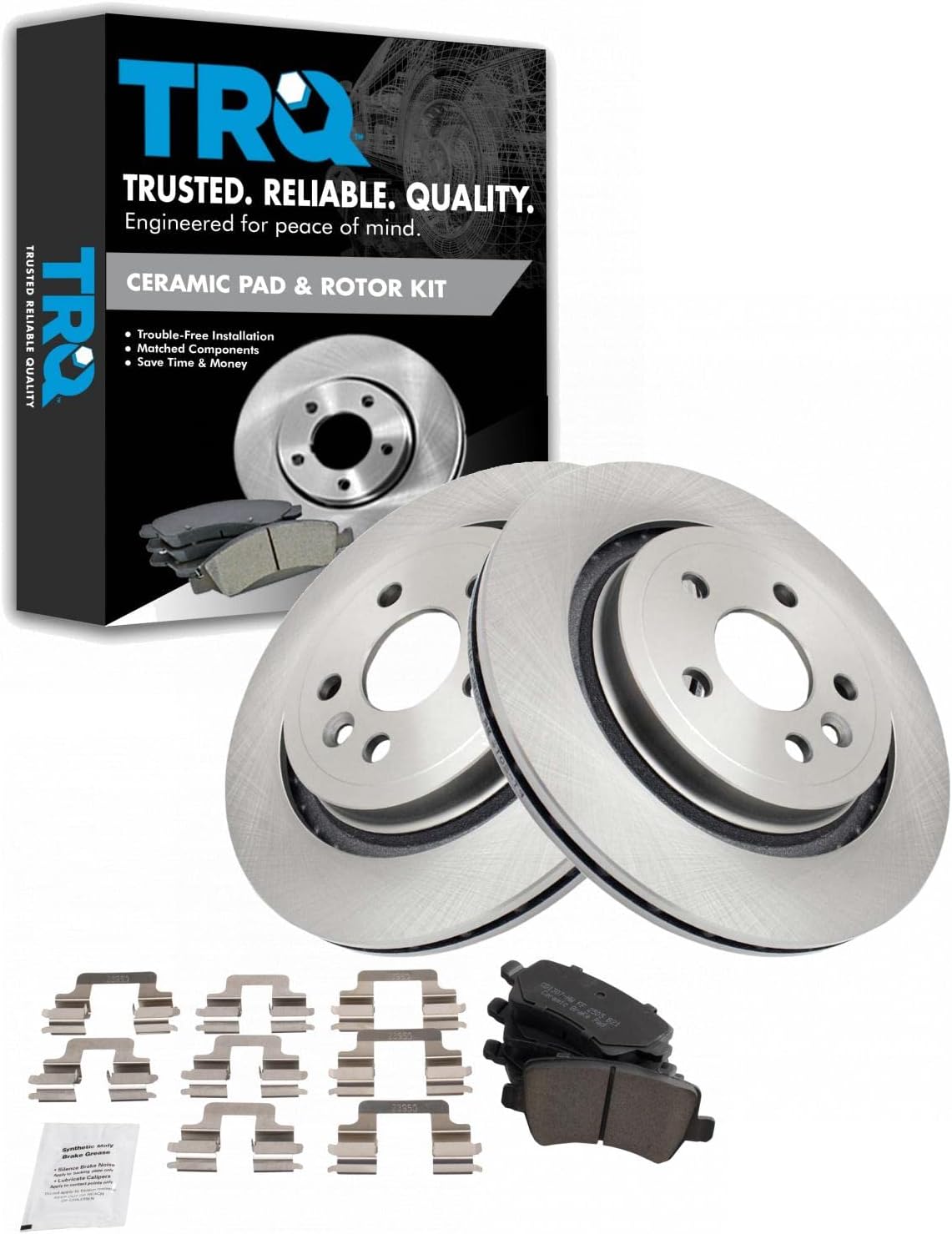 TRQ Rear Brake Pad & Rotor Kit for Volvo S60, S80, V60, V70