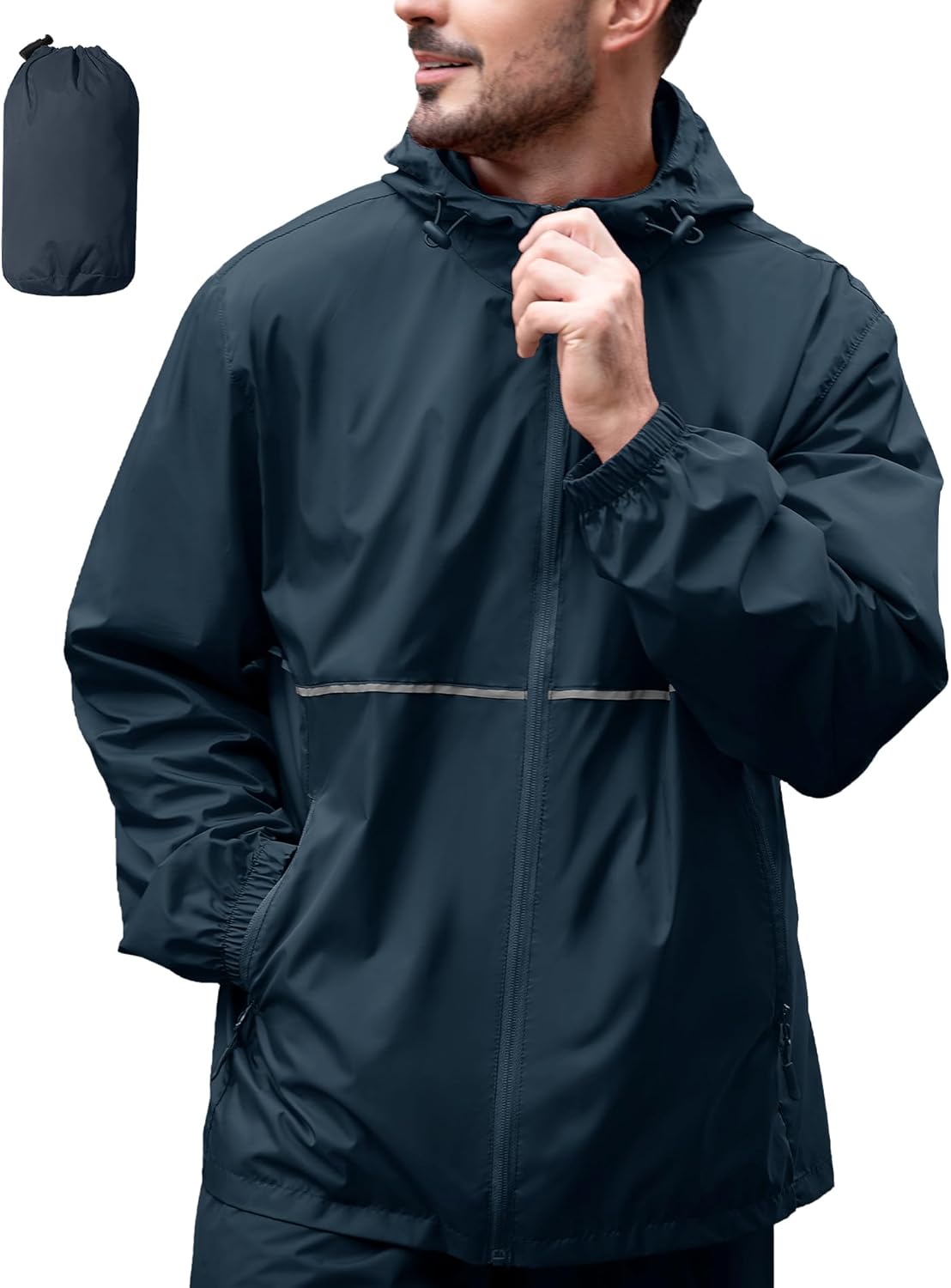 ZITY Men's Rain Jacket Waterproof Lightweight for Outdoor Activities