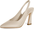 Womens Slingback Kitten Heels Closed Pointed Toe Pumps - White Style