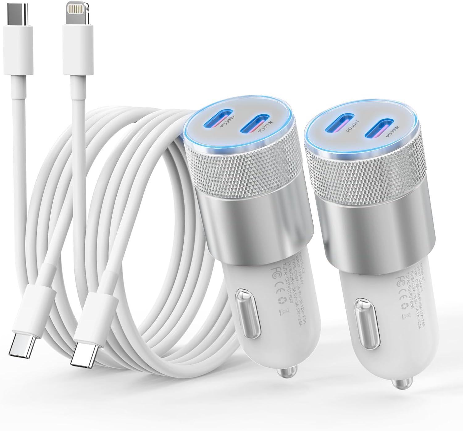 Fast Charge iPhone & iPad in Car - 60W Dual USB-C Charger