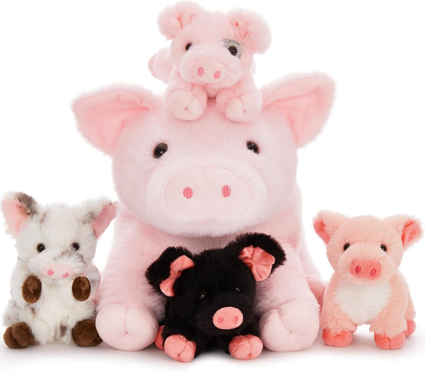 5Pcs Pig Stuffed Animal Set with 16 Inch Mommy Pig Plush