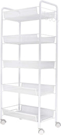 JANE EYRE 5-Tier Rolling Utility Storage Rack Cart on Wheels - Slim