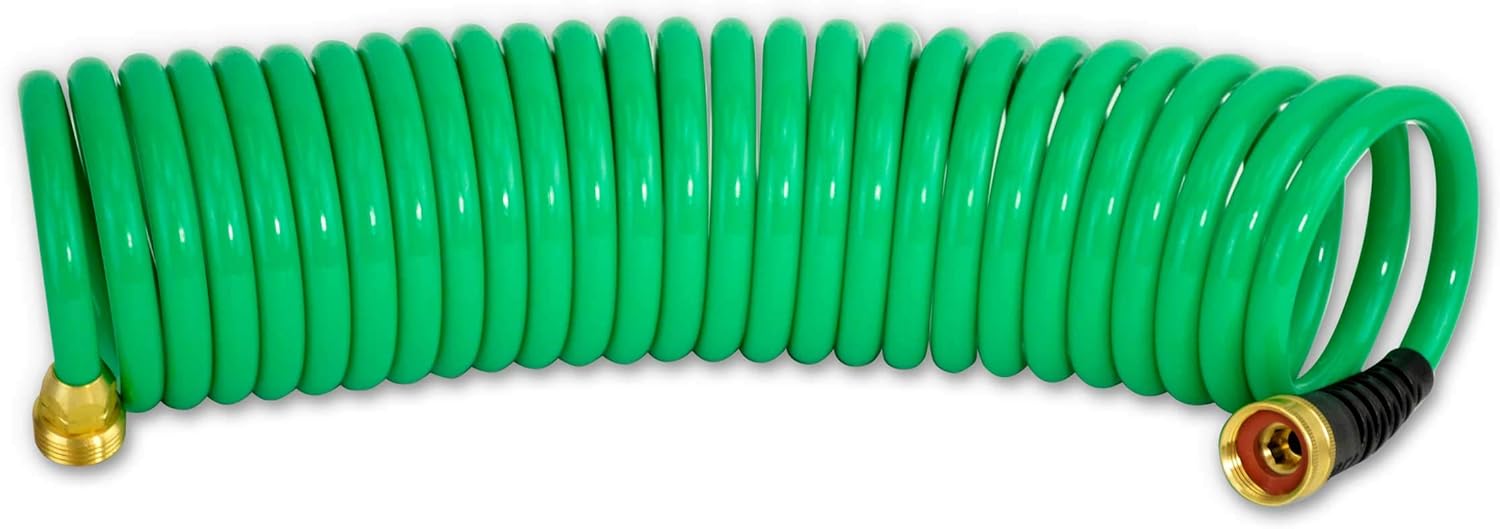 3/8 inch ID Self Coiling Garden Hose for RV and Marine Use