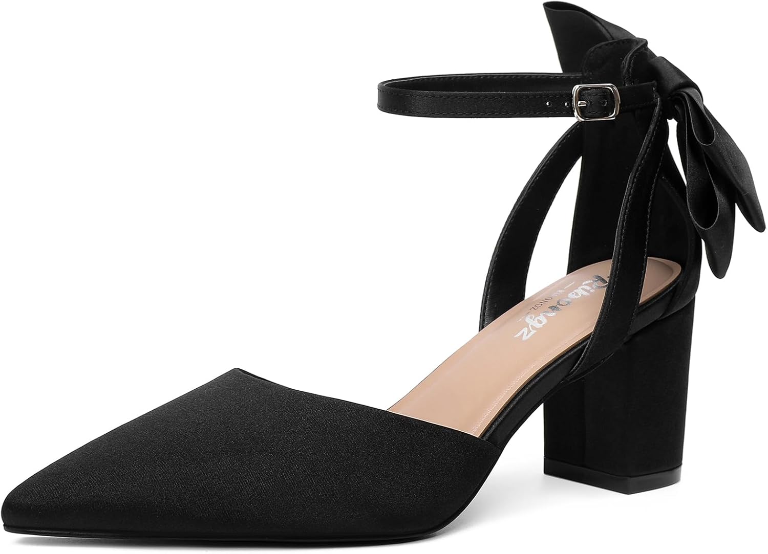 RIBONGZ Wedding Bridal Shoes for Women with Chunky Block Heels