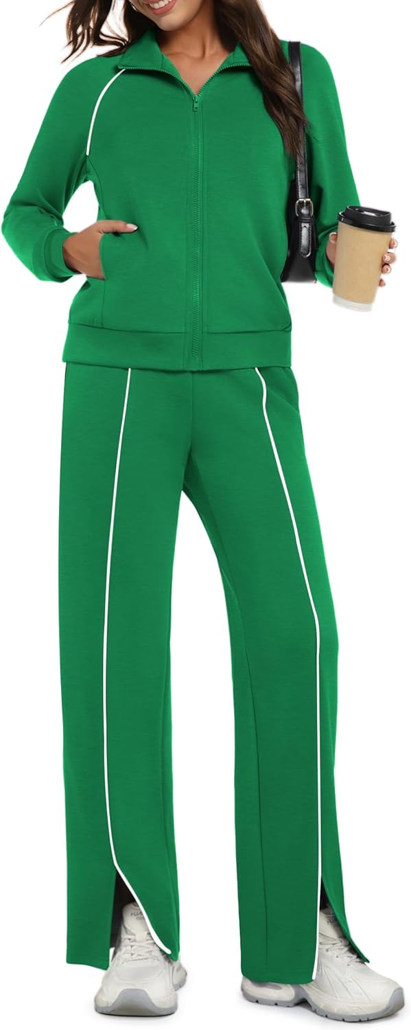 Womens 2 Piece Outfits Casual Zip Up Sweatsuits Lounge Set