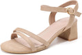 DADAWEN Women's Open Toe Ankle Strap Low Block Heels - Comfortable 2