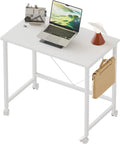 24 in Rolling Computer Desk with Wheels - Compact Mobile Workstation
