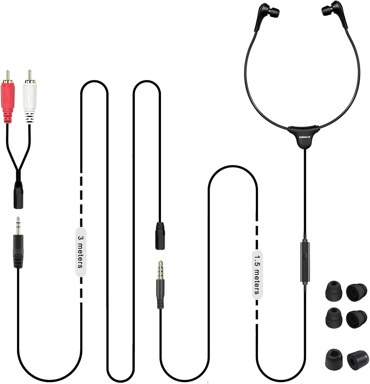 Anti-Dropping TV Earphone with Mic & Volume Control
