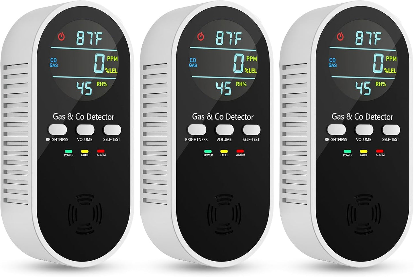 5-in-1 Carbon Monoxide Detectors with HD Digital Display