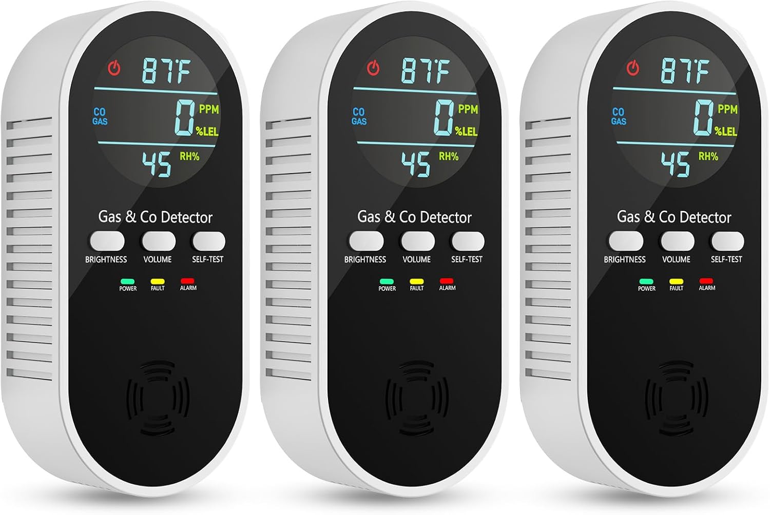 5-in-1 Carbon Monoxide Detectors with HD Digital Display
