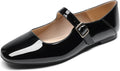Women's Silver Square Toe Mary Jane Flats - Cushioned Daily Comfort