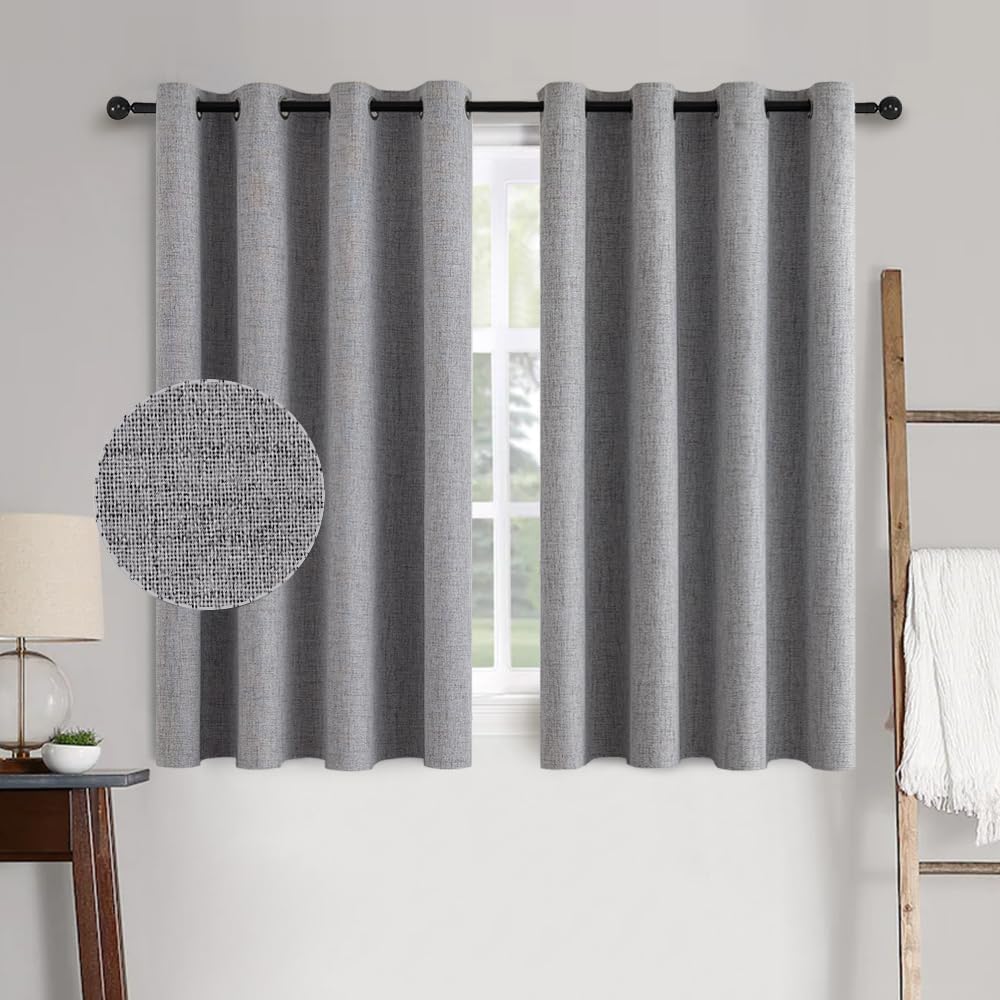 MIULEE Linen Texture Blackout Curtains for Bedroom and Living Room
