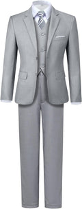 Boys' 5 Piece Formal Suit Set with Jacket, Vest, Pants and Tie