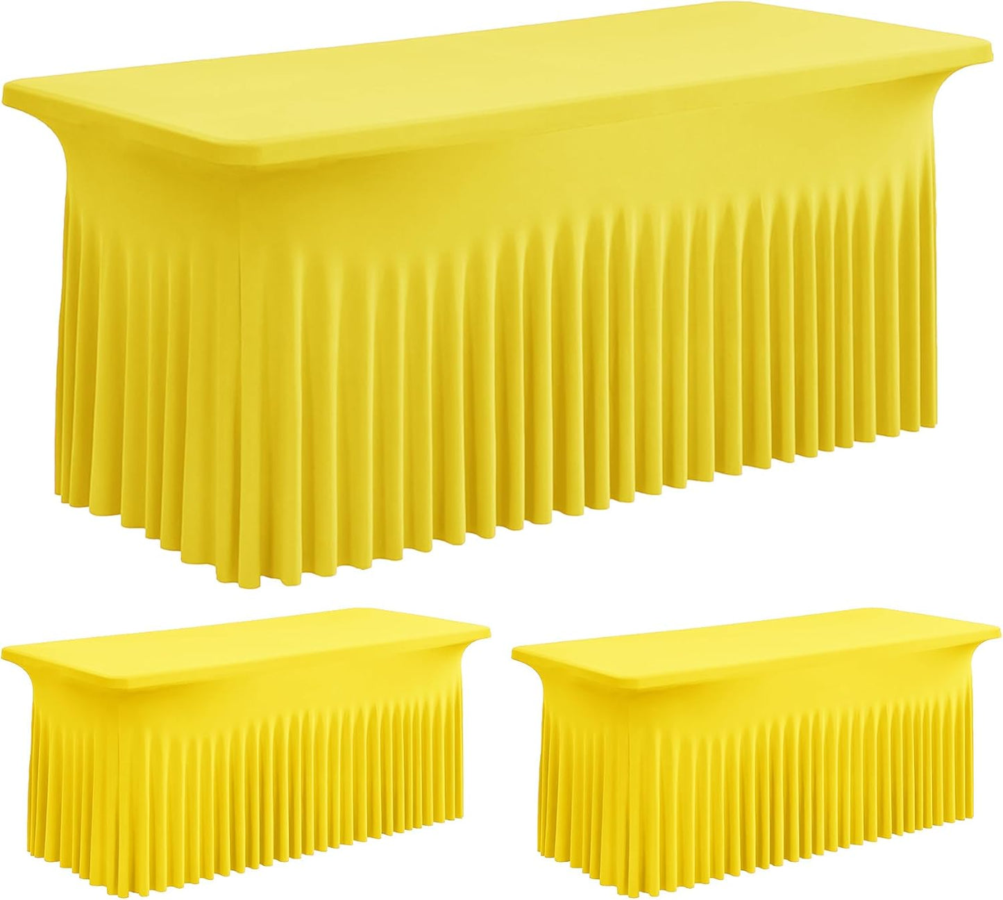 Elegant Yellow Spandex Fitted Table Covers for 6 Foot Tables