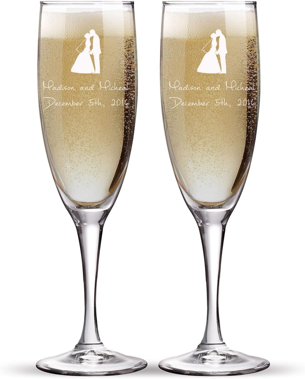 Personalized Wedding Champagne Flutes Set for Bride and Groom