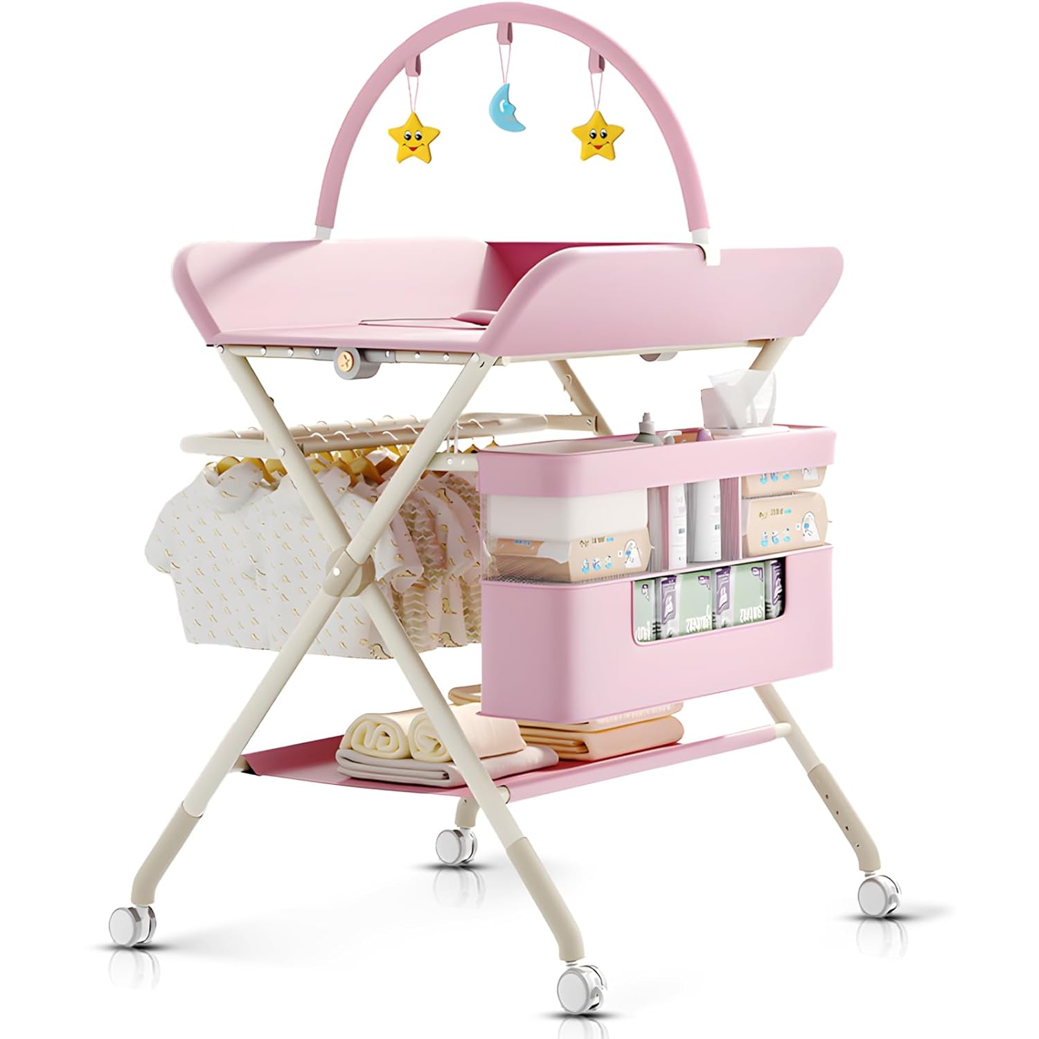 Foldable Portable Changing Table for Baby with Adjustable Height
