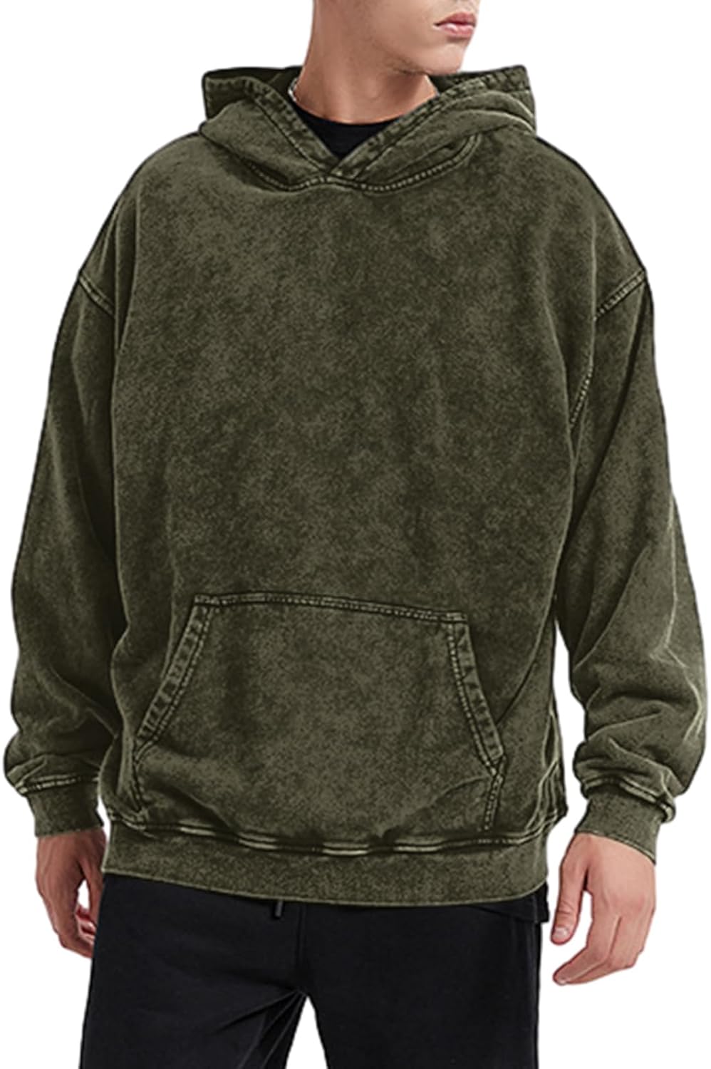 Bobeutou Oversized Hoodie Men Vintage Cotton Casual Sweatshirt