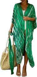 Stylish Tie Dye Open Front Long Kimono Cover Up for Women
