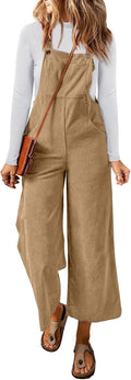 Women Corduroy Overalls Wide Leg Jumpsuit - Adjustable Strap Comfort