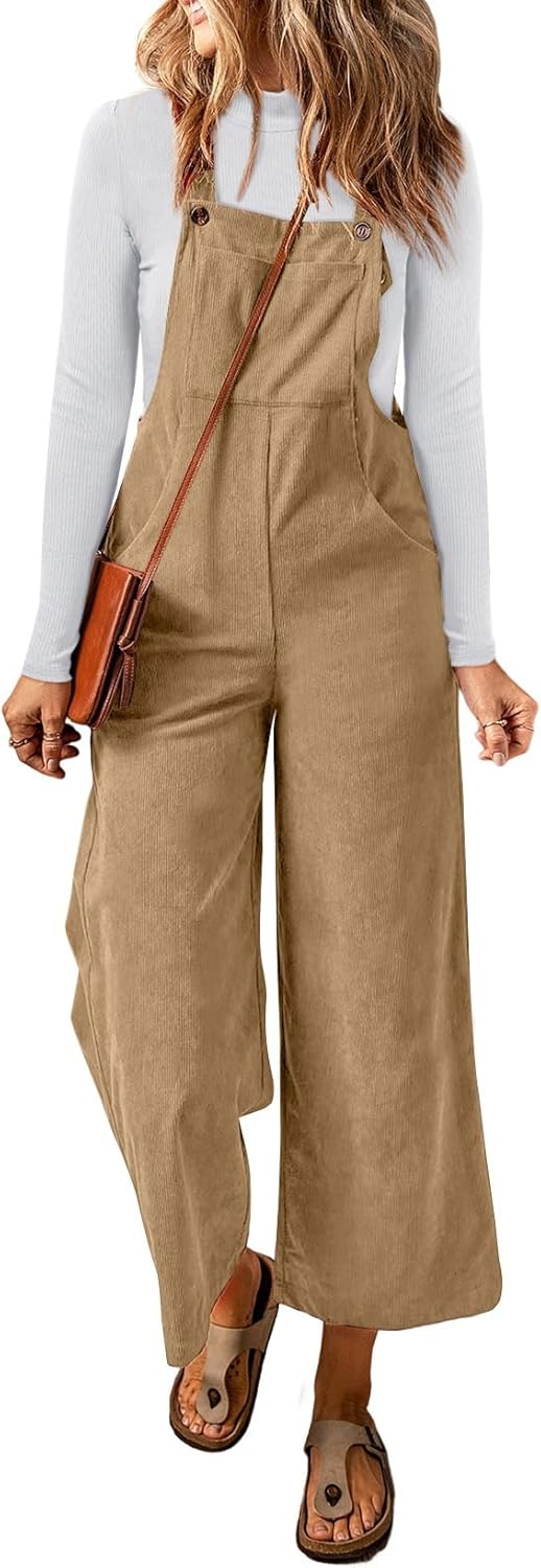 Corduroy Overalls for Women: Casual Loose Jumpsuits with Pockets