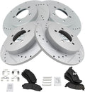 TRQ Front and Rear Brake Pad & Rotor Kit - Semi-Metallic Performance