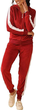 Facitisu Tracksuit for Women Set - Soft Velour Hoodie and Joggers 35%
