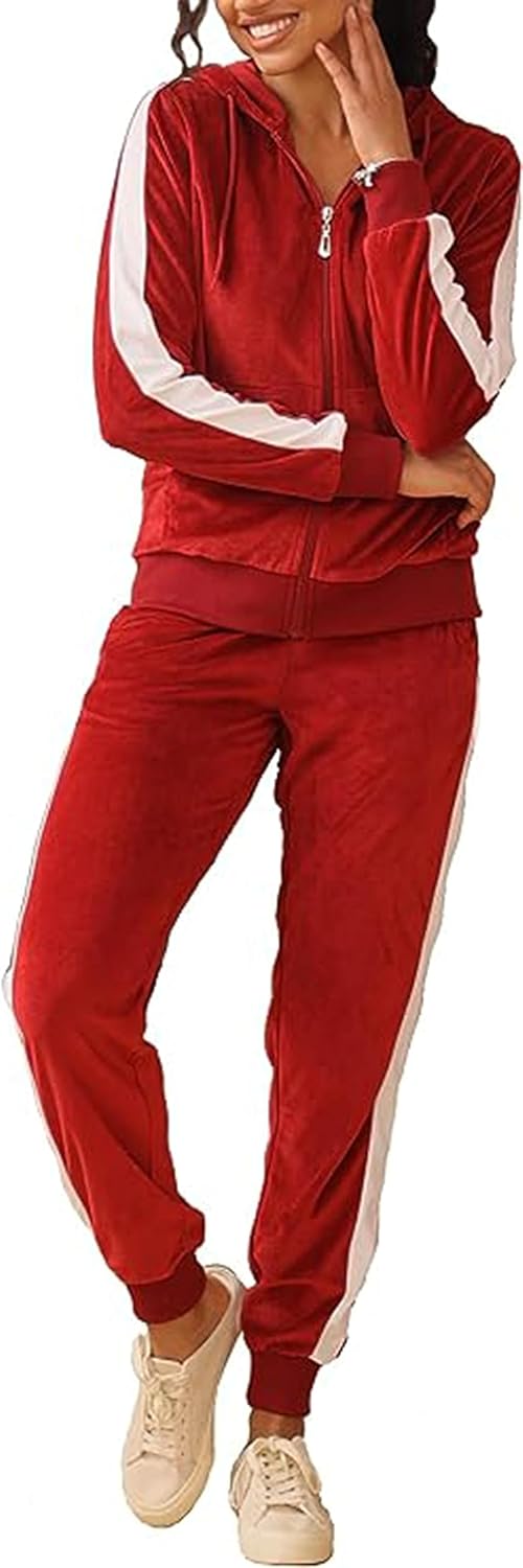 Facitisu Tracksuit for Women Set - Stylish Velour Jogging Outfit